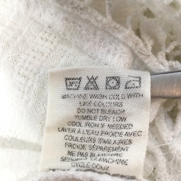 Billabong boho white cotton blouse peasant blouse with long sleeves crochet trim - Picture 4 of 16